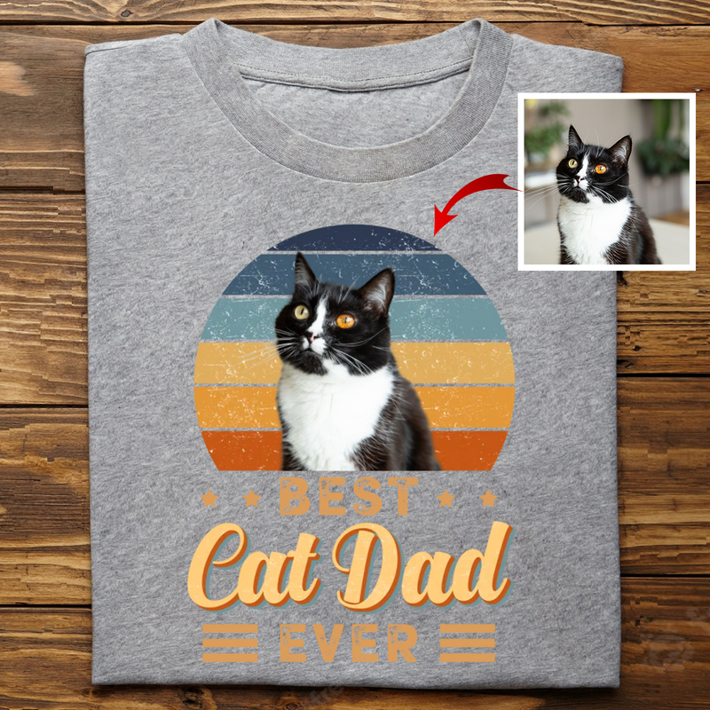 Cat Lovers - Best Cat Dad Ever - Personalized Unisex T-shirt