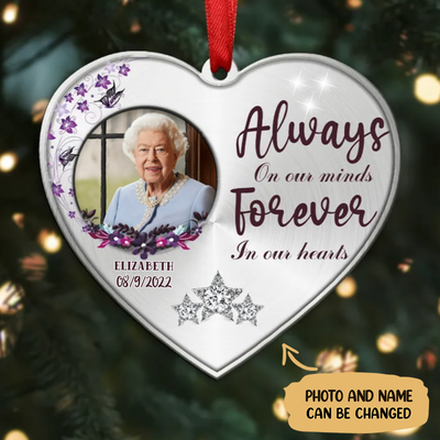 Family - Always On Our Minds, Forever In Our Hearts - Personalized Ornament - Makezbright Gifts