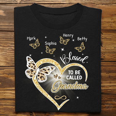 Grandma - Blessed To Be Called Grandma, Heart Butterflies Grandma - Personalized Unisex T-shirt