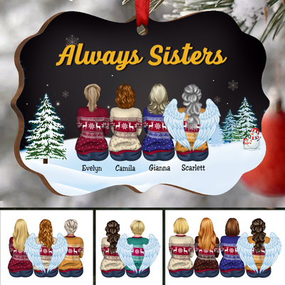 Sisters - Always Sisters - Personalized Acrylic Ornament (Black) - Makezbright Gifts