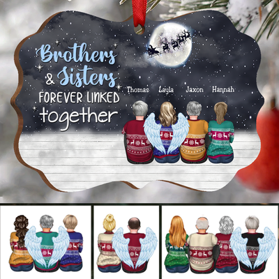 Brothers & Sister Forever Linked Together - Personalized Christmas Ornament (VER4) - Makezbright Gifts