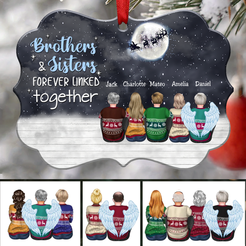 Brothers & Sister Forever Linked Together - Personalized Christmas Ornament (VER4)