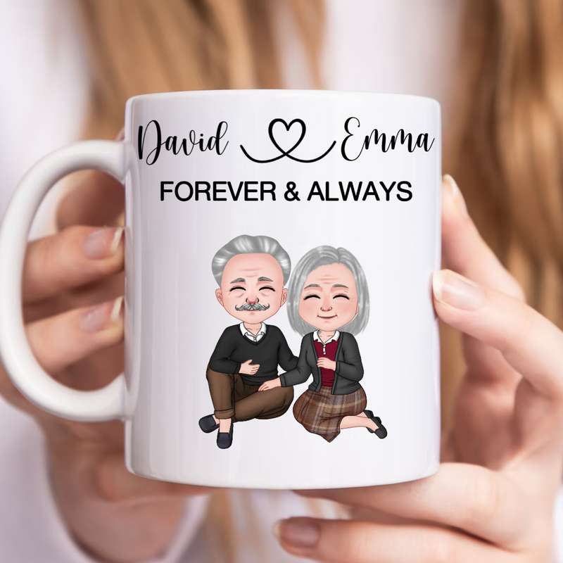 Couple - Couple Sitting Forever And Always - Personalized Mug
