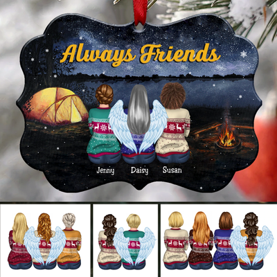 Sisters Ornament - Always Friends - Personalized Christmas Ornament - CP1 - Makezbright Gifts