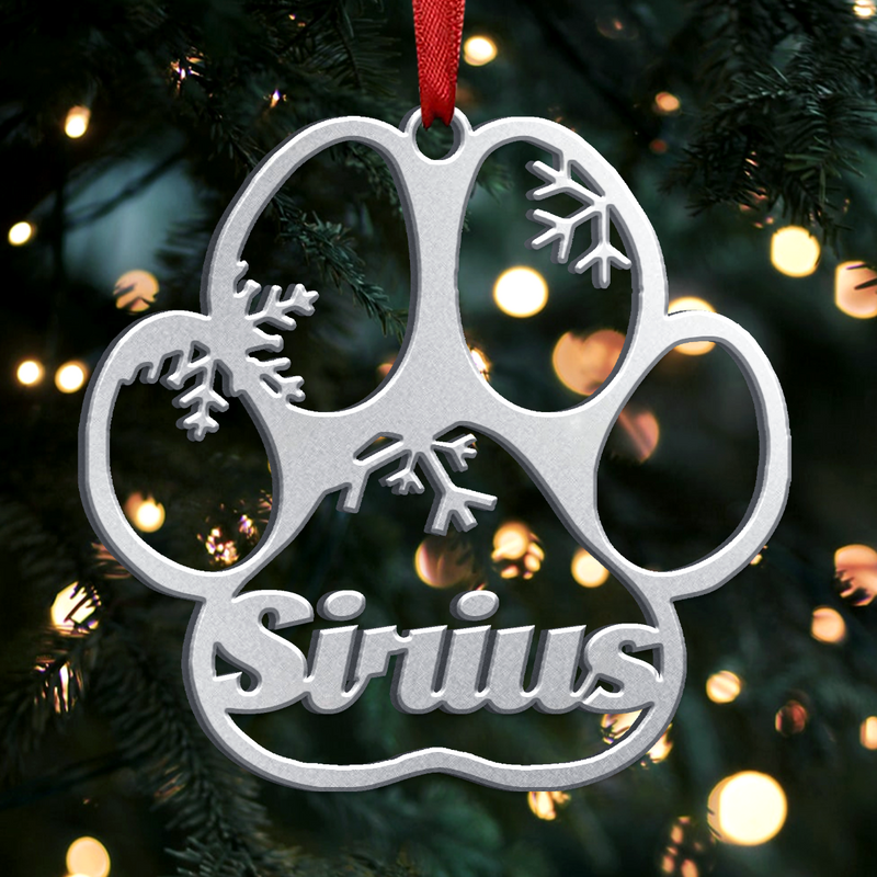 PERSONALIZED DOG/CAT PAW CHRISTMAS STAINLESS STEEL ORNAMENT - Makezbright Gifts