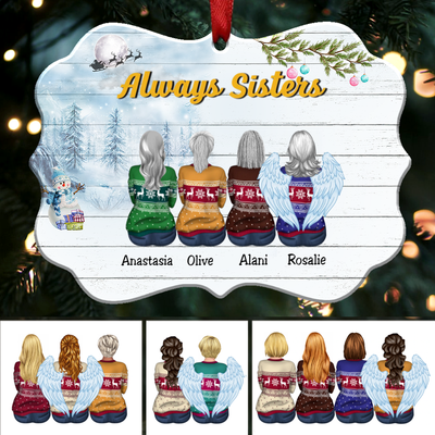 Sisters Memorial Gift - Always Sisters - Personalized Christmas Ornament (CN1) - Makezbright Gifts