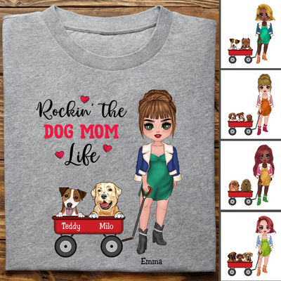 Dog Lovers - Rockin' The Dog Mom Life - Personalized T-Shirt - Makezbright Gifts