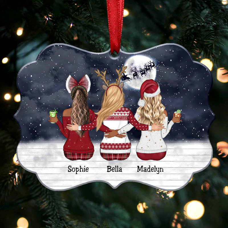 Personalized Christmas Ornament - Sisters Besties Gift Christmas Idea (black)