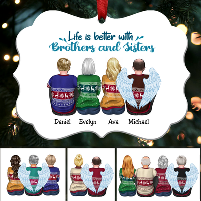 Life Is Better With Brothers And Sisters - Personalized Christmas Ornament (white) - Makezbright Gifts