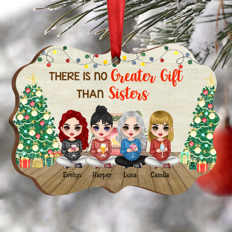 Sisters Ornament - There Is No Greater Gift Than Sisters Dolls Sitting - Personalized Christmas Acrylic Ornament - Makezbright Gifts