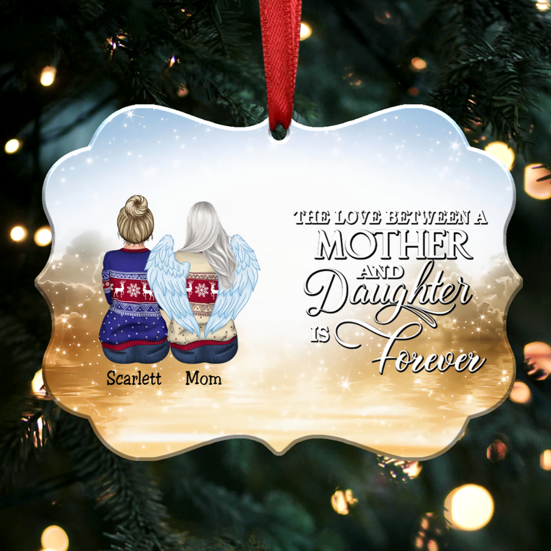 The Love Between A Mother And Daughter Is Forever - Personalized Christmas Ornament (yellow)