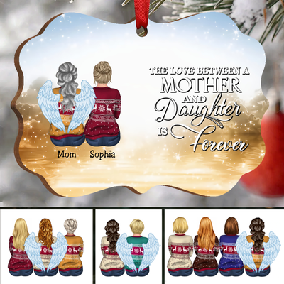 The Love Between A Mother And Daughter Is Forever - Personalized Christmas Ornament (yellow) - Makezbright Gifts