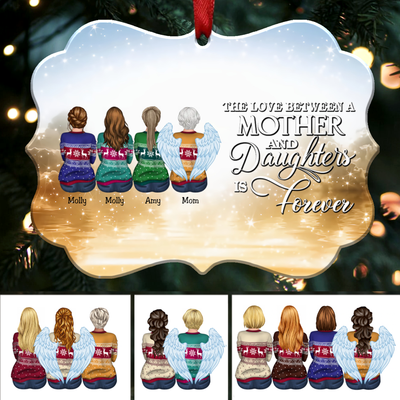 The Love Between A Mother And Daughters Is Forever - Personalized Christmas Ornament (yellow) - Makezbright Gifts