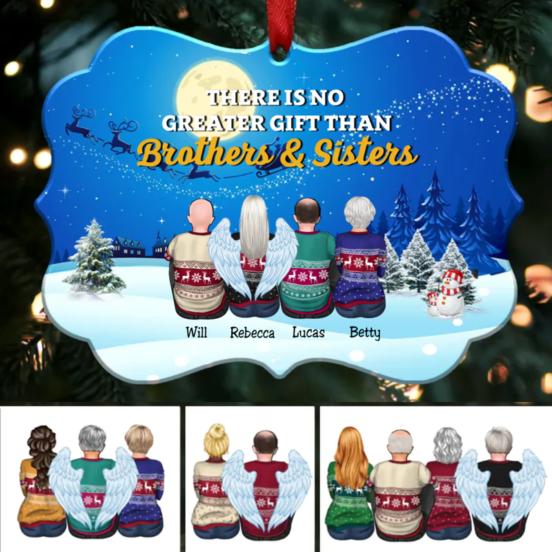 There Is No Greater Gift Than Brothers & Sisters - Personalized Christmas Ornament (Moon)