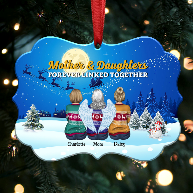Mother & Daughter Forever Linked Together - Personalized Christmas Ornament (Moon)