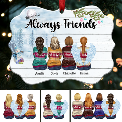 Up To 12 Girls - Christmas Ornament - Always Friends - Personalized Christmas Ornament (ver4) - Makezbright Gifts