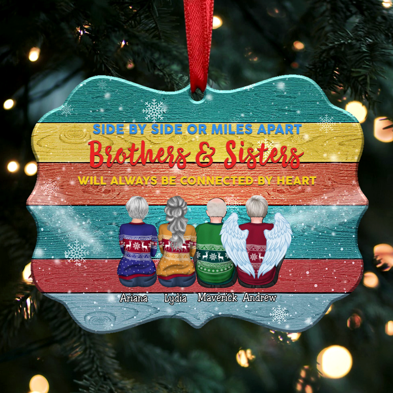 Sisters And Brothers Connected By Heart - Personalized Christmas Ornament