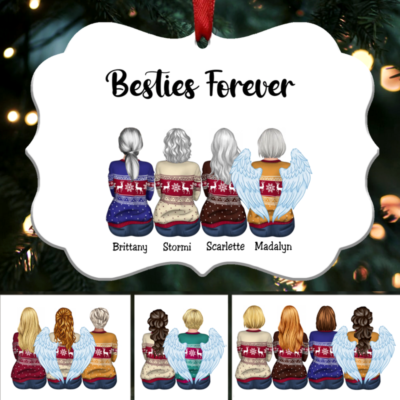 Custom Name Sisters Memorial Gift - Besties Forever - Personalized Acrylic Ornament (White)