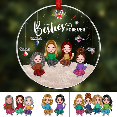 Besties - Besties Forever - Personalized Circle Ornament (Ver 2) - Makezbright Gifts