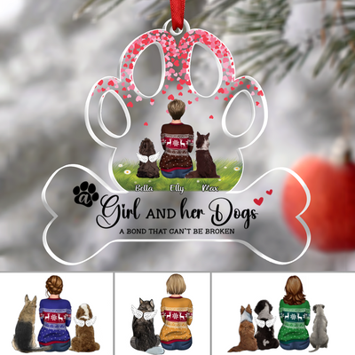 Dog Lover - A Girl And Her Dog A Bond That Can't Be Broken - Personalized Transparent Ornament - Makezbright Gifts