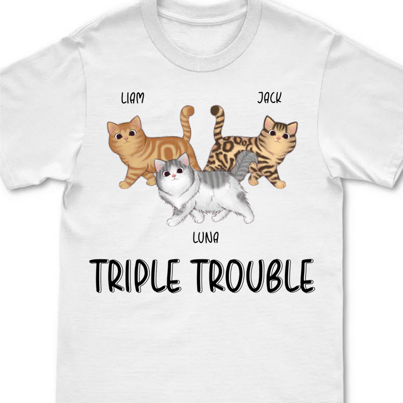 Cat Lover - Walking Cat Double Trouble - Personalized Unisex T-Shirt - Makezbright Gifts