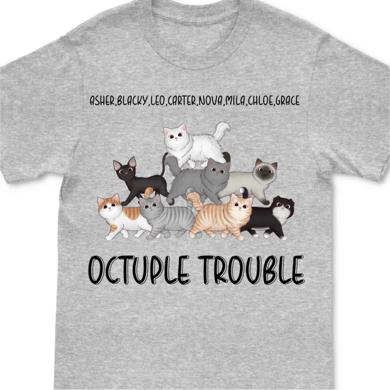 Cat Lover - Walking Cat Double Trouble - Personalized Unisex T-Shirt