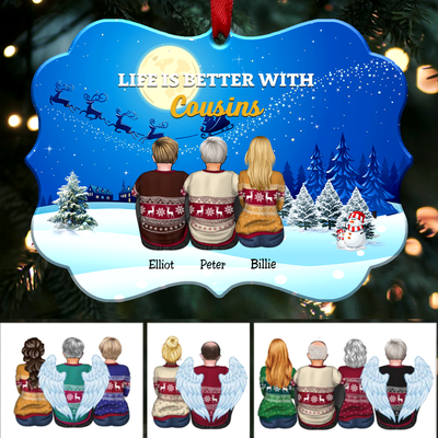 Life Is Better With Cousins - Personalized Christmas Ornament (Moon) - Makezbright Gifts
