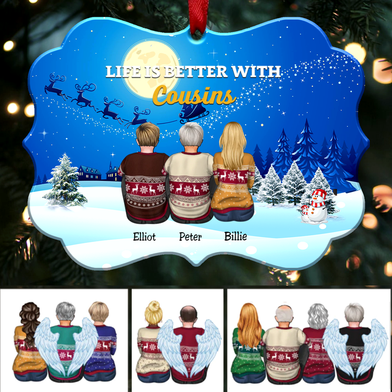 Life Is Better With Cousins - Personalized Christmas Ornament (Moon)