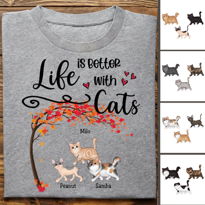 Cat Lover - Life Is Better With Cats - Personalized White Unisex T-Shirt