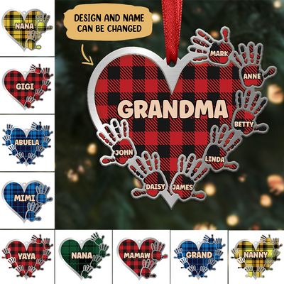 Family - Custom Grandma Hand Print - Personalized Ornament - Makezbright Gifts