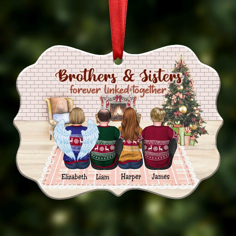 Brothers & Sisters Forever Linked Together - Personalized Christmas Ornament (Ver5) - Makezbright Gifts