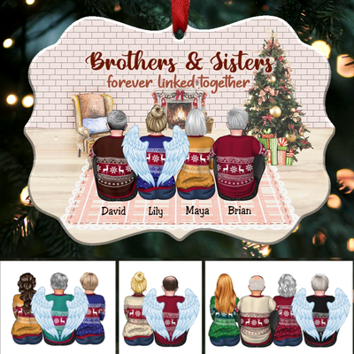 Brothers & Sisters Forever Linked Together - Personalized Christmas Ornament (Ver5) - Makezbright Gifts