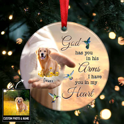 Dog Lovers - God Has You In His Arms I Have You In My Heart - Personalized Circle Ornament - Makezbright Gifts