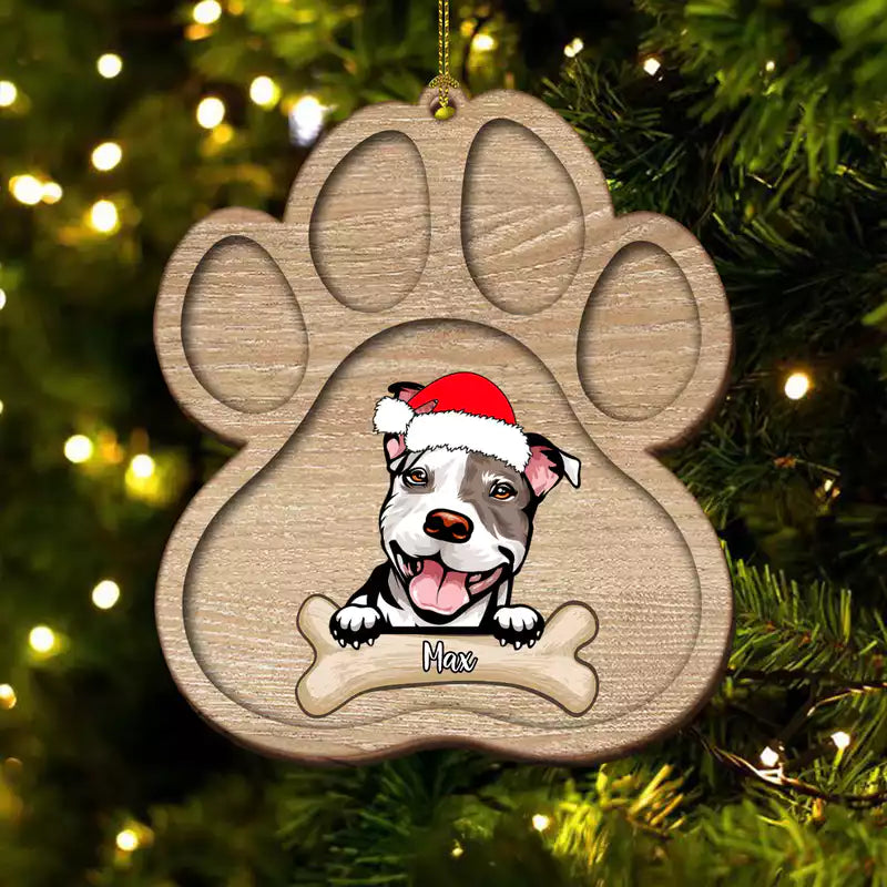 (Ver1) Personalized Dog Paw Ornament Christmas - Personalized Gift for Dog Lovers - Makezbright Gifts