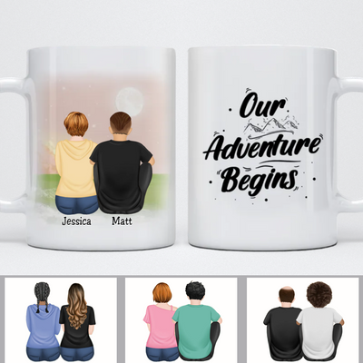 Couple - Our Adventure Begins - Personalized Married Mug (VER 2) - Makezbright Gifts