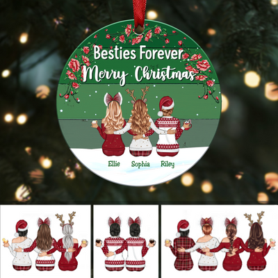Besties Forever - Personalized Ceramic Ornament - Christmas Gift For Best Friend - Makezbright Gifts
