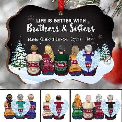 Family - Life Is Better With Brothers & Sisters - Personalized Acrylic Ornament (Black)
