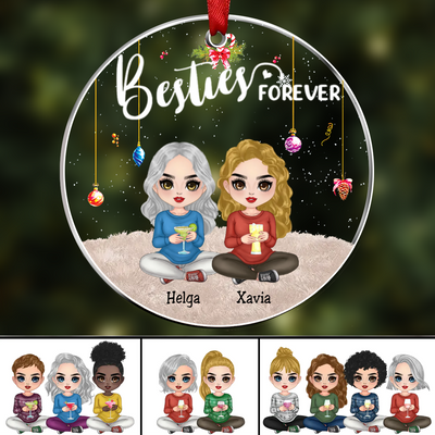 Besties - Besties Forever - Personalized Circle Ornament - Makezbright Gifts