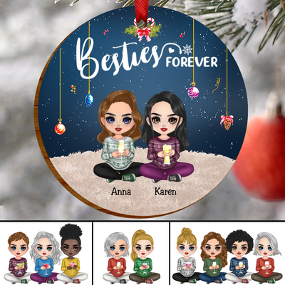Besties - Besties Forever - Personalized Circle Ornament (Ver2) - Makezbright Gifts