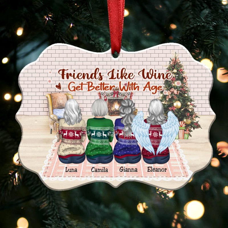 Friends Like Wine Get Better With Age -Personalized Christmas Ornament