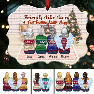 Friends Like Wine Get Better With Age -Personalized Christmas Ornament - Makezbright Gifts