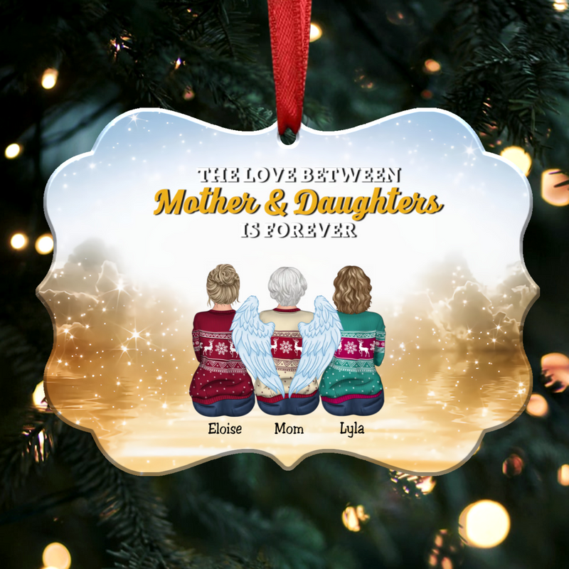 The Love Between Mother & Daughters Is Forever - Personalized Christmas Ornament (Yellow)