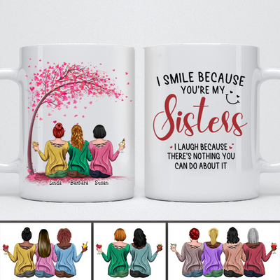 Sisters - I Smile Because You're My Sister - Personalized Mug (Blossom) - Makezbright Gifts