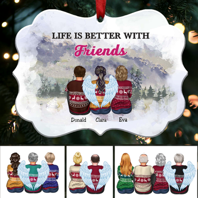 Family - Life Is Better With Friends - Personalized Christmas Ornament - Makezbright Gifts