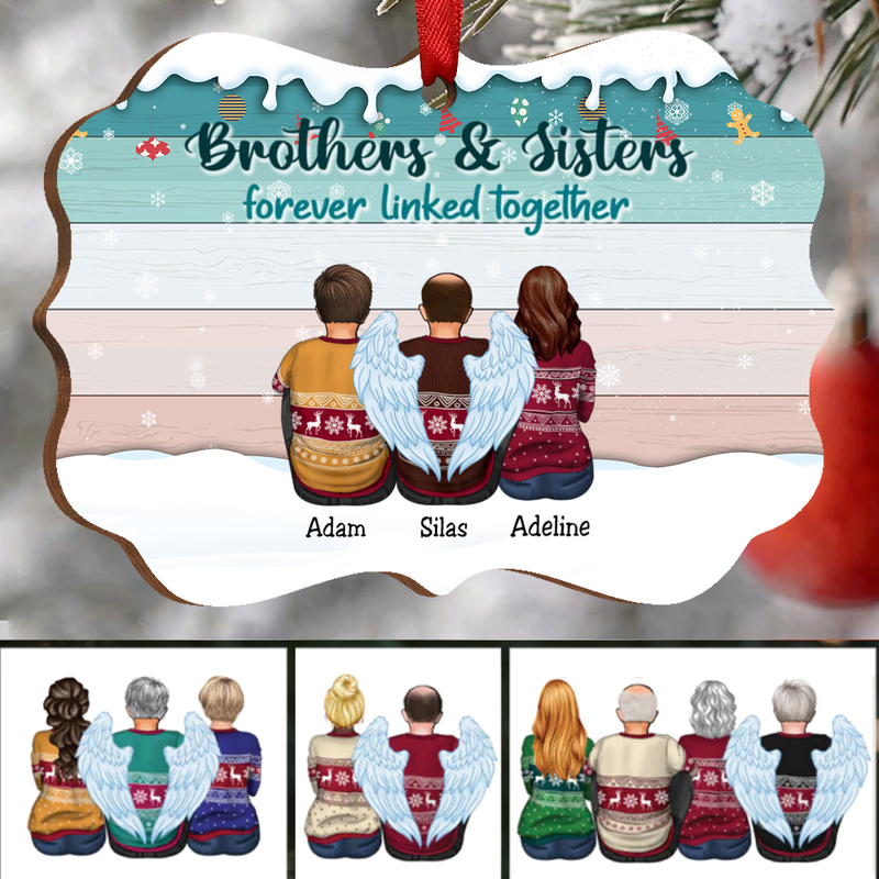 Family - Brothers & Sisters Forever Linked Together- Personalized Christmas Ornament - Makezbright Gifts