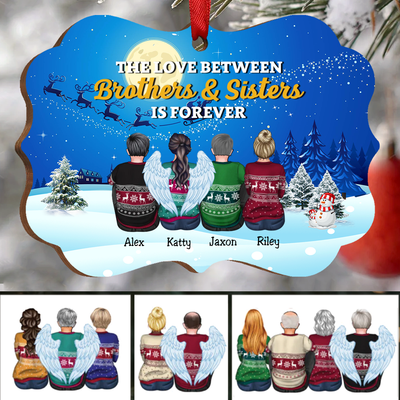 Family - The Love Between Brothers & Sisters Is Forever - Personalized Christmas Ornament - Makezbright Gifts
