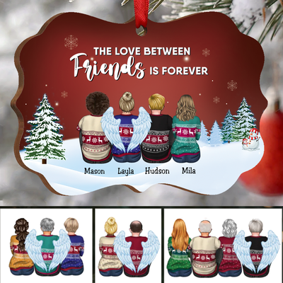 Family - The Love Between Friends Is Forever - Personalized Christmas Ornament (Red) - Makezbright Gifts