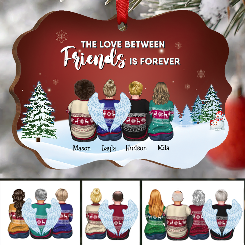 Family - The Love Between Friends Is Forever - Personalized Christmas Ornament (Red)