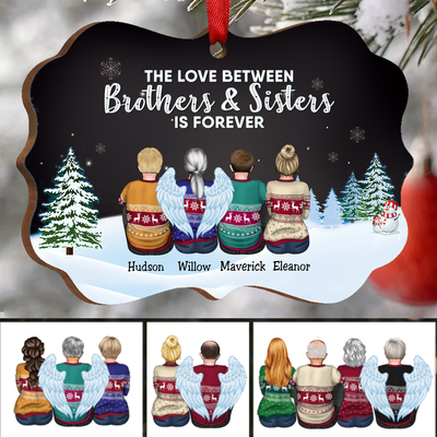 Family - The Love Between Brothers & Sisters Is Forever - Personalized Christmas Ornament (Black) - Makezbright Gifts