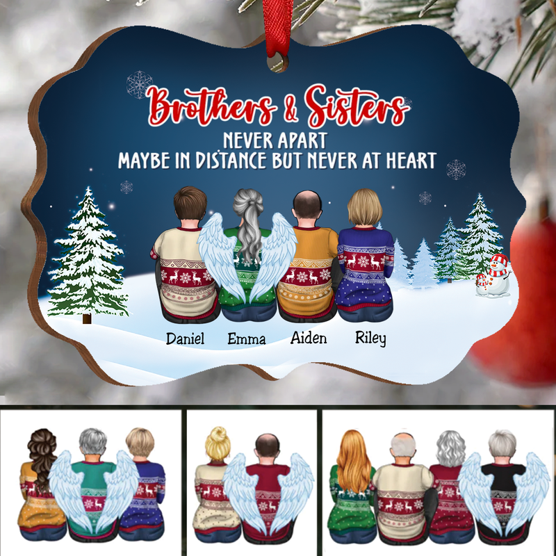 Family - Brothers & Sisters Never Apart Maybe In Distance But Never At Heart - Personalized Acrylic  Ornament